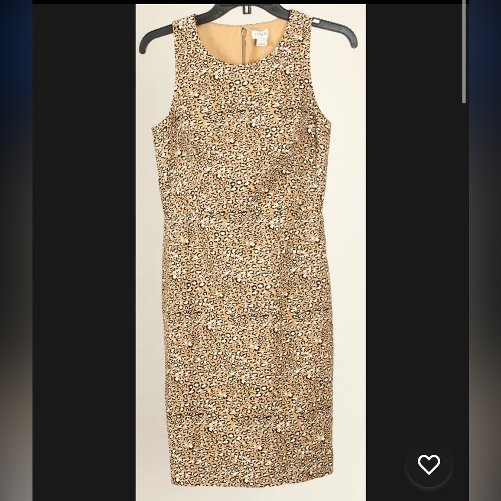 J. Crew Dress Women’s 0 Brown White Sheath Leopard Print Lined 100% Cotton
